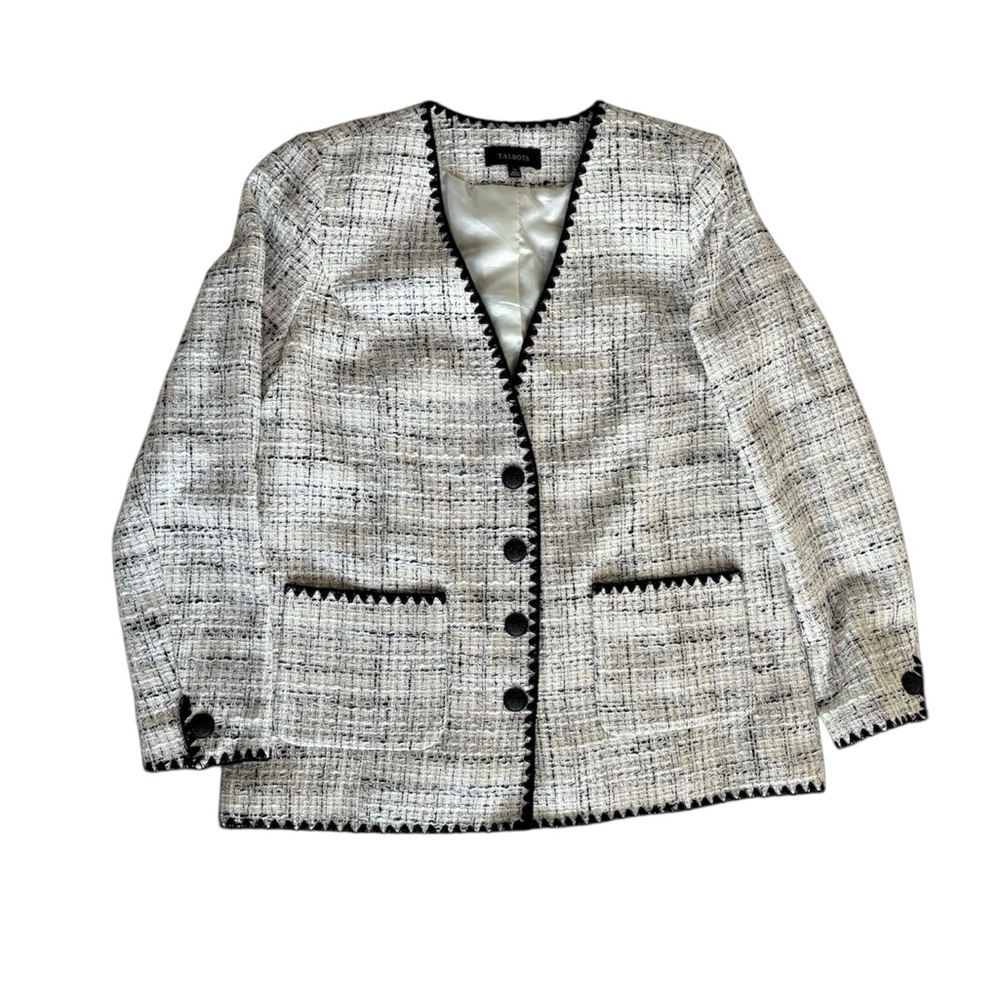 Talbots Ivory and Black Tweed Blazer - Picture 2 of 8
